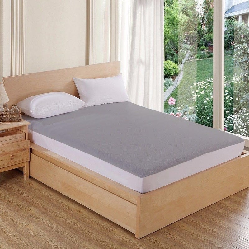 Kolar Premium Cotton Feel Mattress Protector 100 Water Proof Protector King Size 78x72 Inches Breathable and Hypoallergenic Ultra Soft Fitted Bed Protector Cover King Grey - Image 1