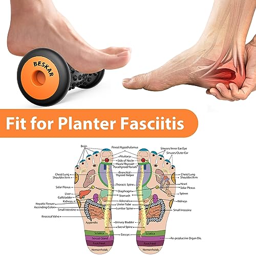 BESKAR Foot Massager Roller for Plantar Fasciitis Relief, Portable, Deep Tissue Muscle Massage, Foot Arch and Heel Pain, Reflexology Tool - Image 3