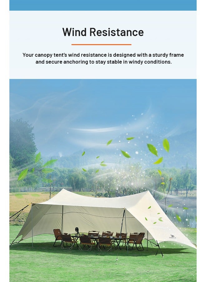 بورودو خيمة تخييم مع حماية من الأشعة فوق البنفسجية ومقاومة للماء بدرجة 500 مم / ارتفاع 2.4 متر / مقاومة للرياح / خيمة سهلة وسريعة التجميع - أبيض فاتح - Image 5