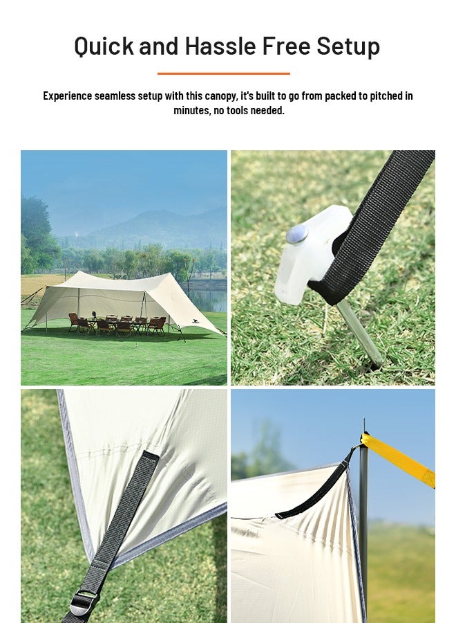 بورودو خيمة تخييم مع حماية من الأشعة فوق البنفسجية ومقاومة للماء بدرجة 500 مم / ارتفاع 2.4 متر / مقاومة للرياح / خيمة سهلة وسريعة التجميع - أبيض فاتح - Image 4