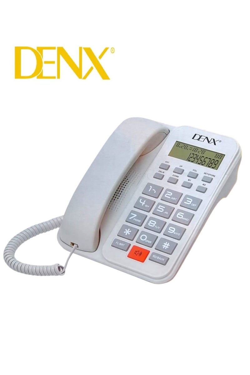 Denx Landline Phone – Model DX3611 | Backlit Display, 16 Ringtones, 3 Alarm Settings, User-Friendly Design with Large Buttons for Easy Operation - Image 1