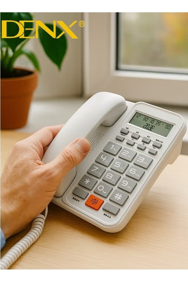 Denx Landline Phone – Model DX3611 | Backlit Display, 16 Ringtones, 3 Alarm Settings, User-Friendly Design with Large Buttons for Easy Operation - Image 4