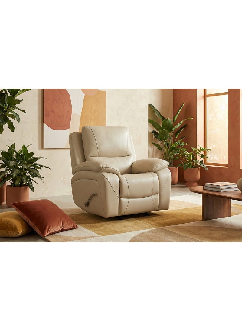 KING KOIL Isobella Manual Rocker Recliner, Leather Cream - Image 1