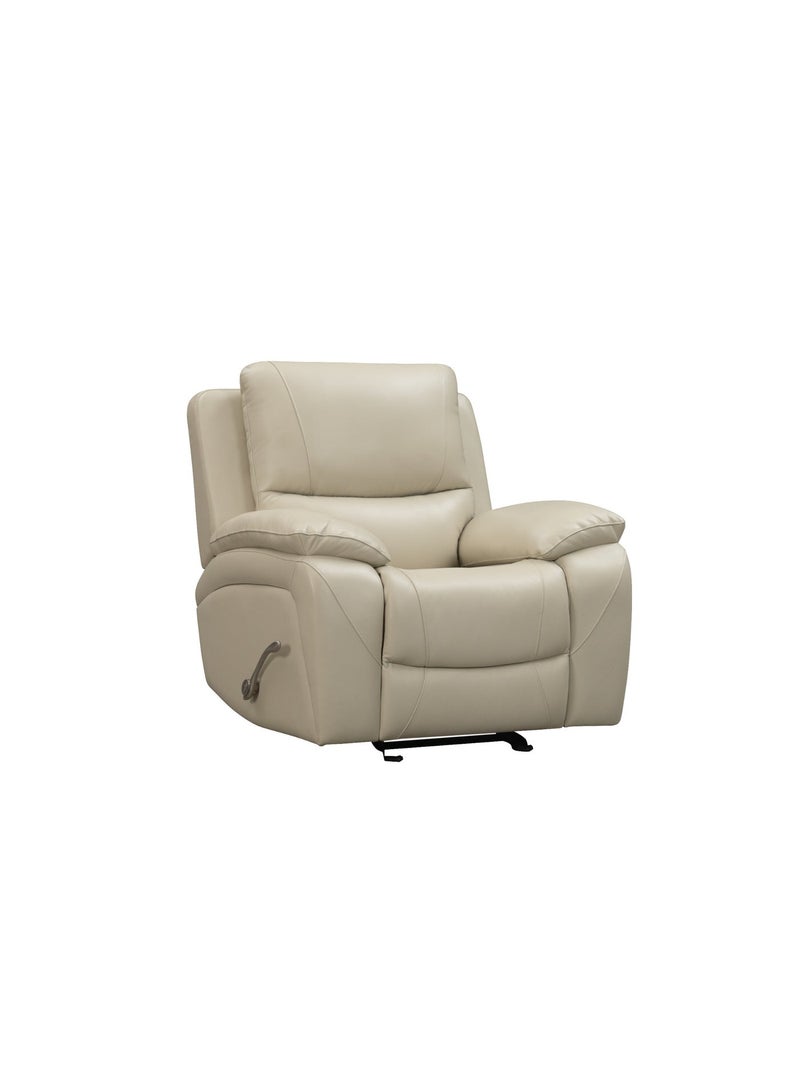 KING KOIL Isobella Manual Rocker Recliner, Leather Cream - Image 3
