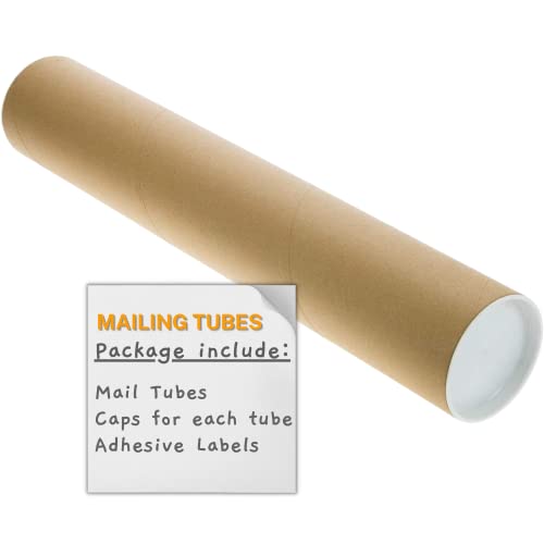 SAVUK Mailing Tubes with Plastic Caps Shipping Cardboard Blueprints Artwork Poster Extra Heavy-Duty Thickness Posters, Art Prints Multipurpose Documents Storing (1 Pack) 2x18 inch - Image 1