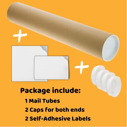 SAVUK Mailing Tubes with Plastic Caps Shipping Cardboard Blueprints Artwork Poster Extra Heavy-Duty Thickness Posters, Art Prints Multipurpose Documents Storing (1 Pack) 2x18 inch - Image 4