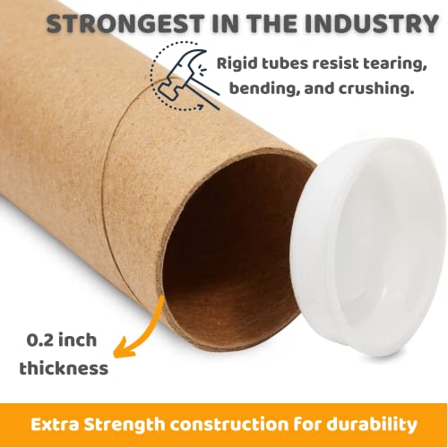 SAVUK Mailing Tubes with Plastic Caps Shipping Cardboard Blueprints Artwork Poster Extra Heavy-Duty Thickness Posters, Art Prints Multipurpose Documents Storing (1 Pack) 2x18 inch - Image 2