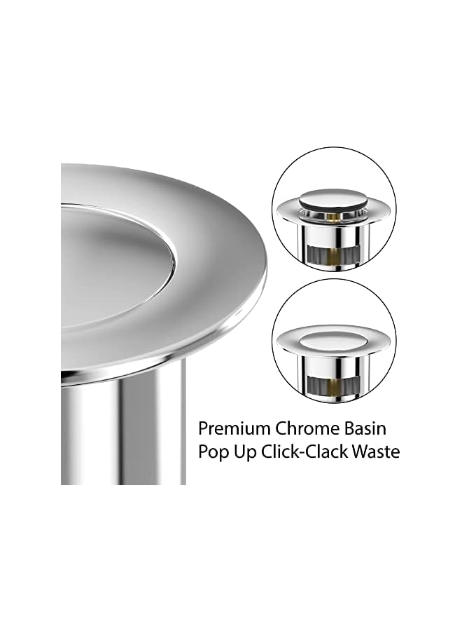 The Bros Slotted Pop Up Sink Plug in Chrome Finish, Strainer Accessories Basin Sink Waste, Modern Bathroom Sink Waste Plug with Overflows - Image 2