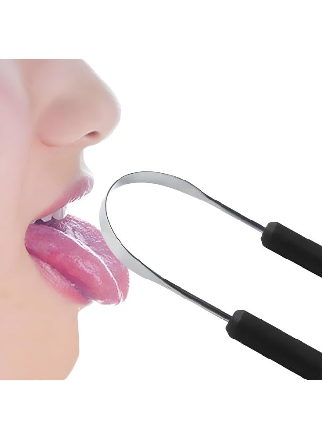 أداة تنظيف اللسان من الفولاذ المقاوم للصدأ، لون عشوائي، قطعة واحدة، للعناية بصحة الفم والمساعدة في مكافحة رائحة الفم الكريهة - Image 1