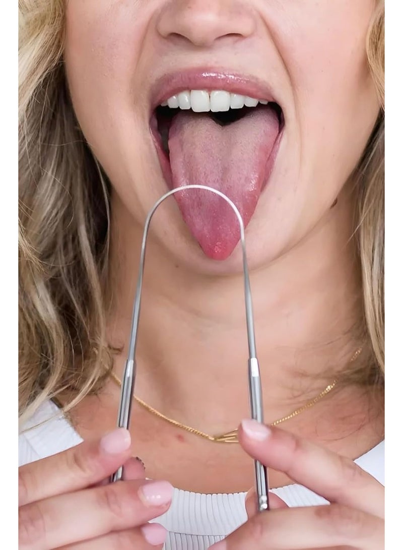 أداة تنظيف اللسان من الفولاذ المقاوم للصدأ، لون عشوائي، قطعة واحدة، للعناية بصحة الفم والمساعدة في مكافحة رائحة الفم الكريهة - Image 3