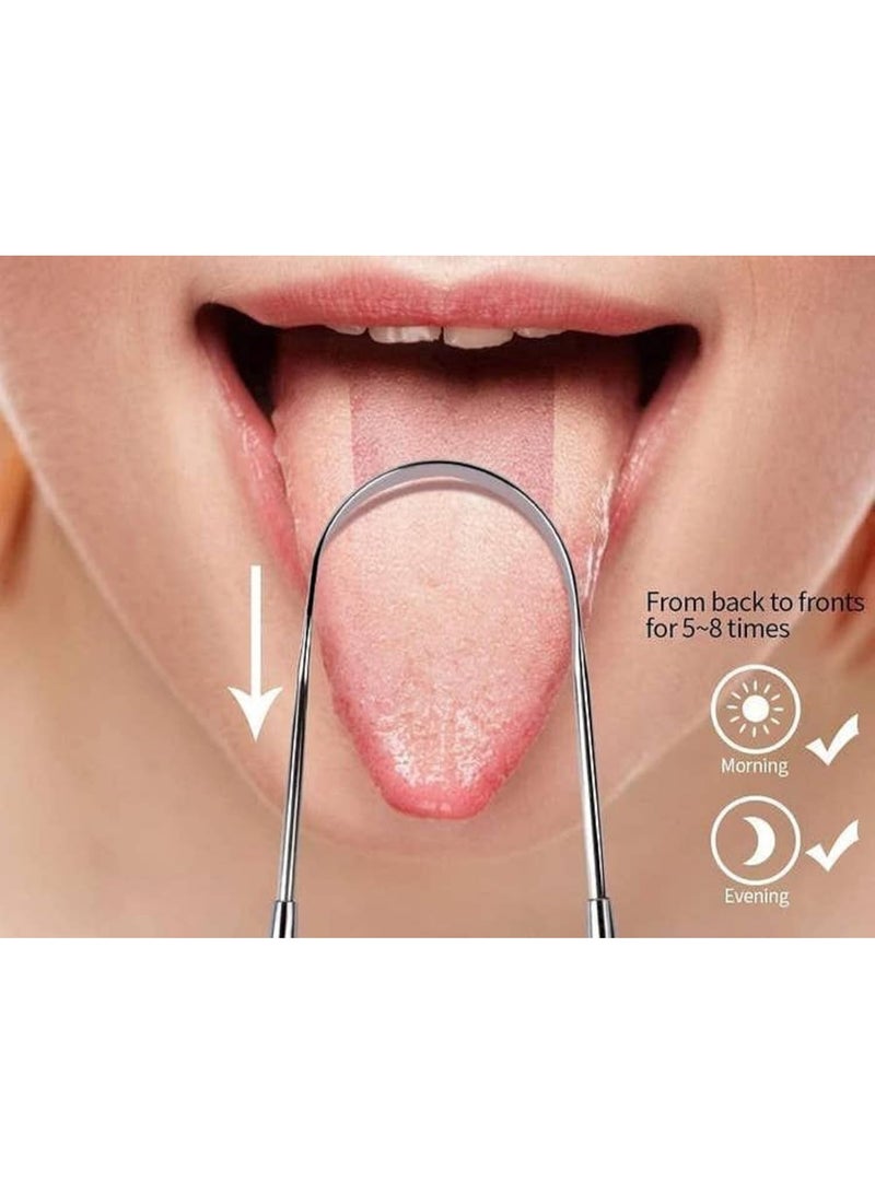 أداة تنظيف اللسان من الفولاذ المقاوم للصدأ، لون عشوائي، قطعة واحدة، للعناية بصحة الفم والمساعدة في مكافحة رائحة الفم الكريهة - Image 5