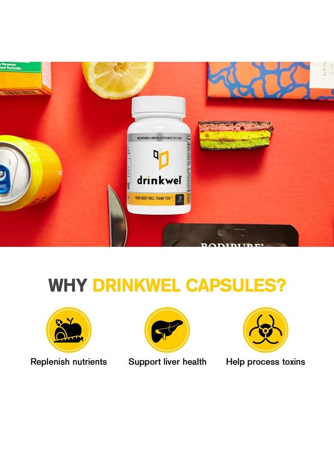drinkwel - Better Mornings Premium Multivitamin Supplement Liver Cleanse Detox Immune Support Milk Thistle Vitamin C Zinc Magnesium 30 Count - Image 1