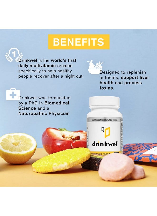 drinkwel - Better Mornings Premium Multivitamin Supplement Liver Cleanse Detox Immune Support Milk Thistle Vitamin C Zinc Magnesium 30 Count - Image 1