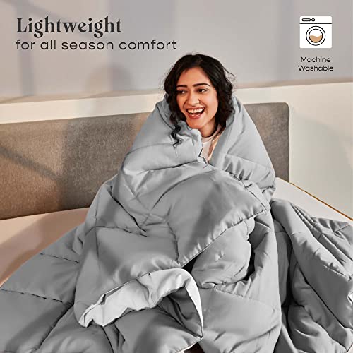 SleepyCat Luxurious All Season Reversible Comforter - Hotel Like Feel with Down Alternative Lightweight Microfiber Fill, Single Size 90X60 Inches (200 GSM, Rhino Grey & Coconut White), 200 tc - Image 3
