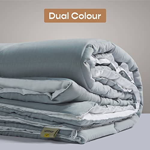SleepyCat Luxurious All Season Reversible Comforter - Hotel Like Feel with Down Alternative Lightweight Microfiber Fill, Single Size 90X60 Inches (200 GSM, Rhino Grey & Coconut White), 200 tc - Image 2
