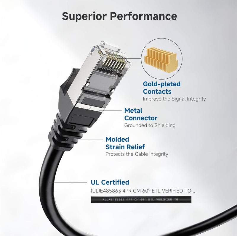 CableMatters كابل إيثرنت محمي طويل بدون عوائق Cat 6A بسرعة 10Gbps - 100 قدم، كابل Cat 6A، سلك Cat6A، سلك إيثرنت، أسود - Image 4