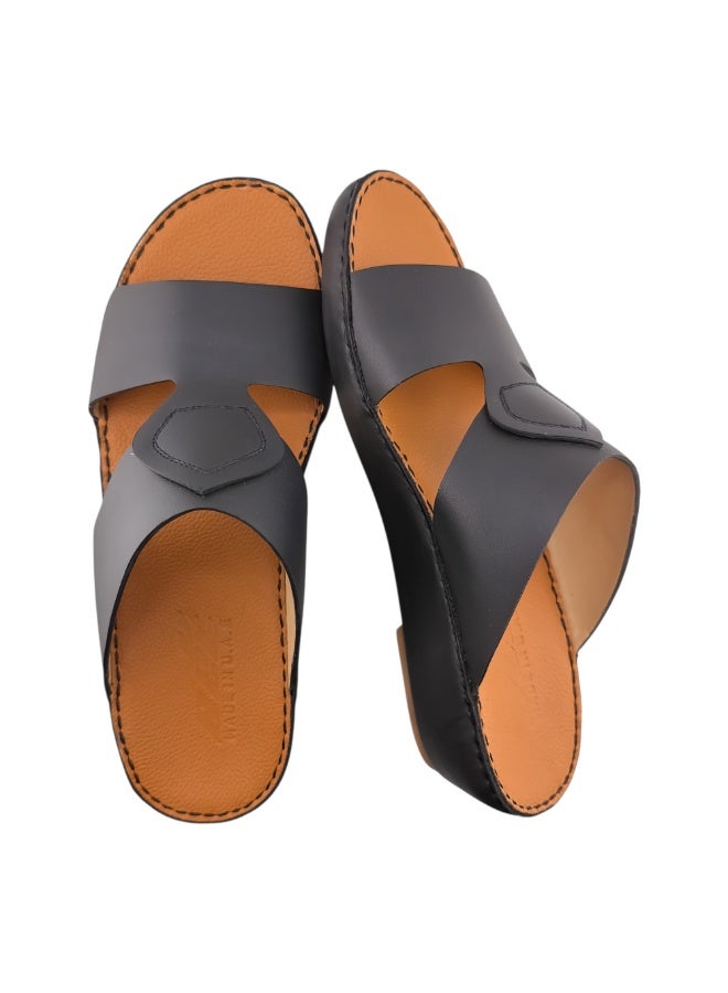 AET A E T Handmade Arabic Sandals For Men | Outdoor Mens Slippers | Everyday Flip Flops Open Toe | Arabic Full Genuine Softy Leather | New Design | Tan Footbed | Comfortable & LightWeight - Image 3