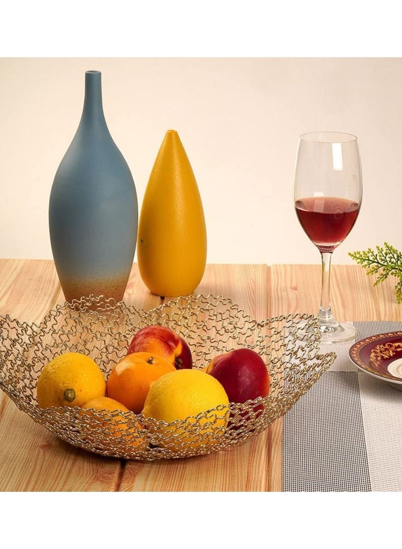 SYOSI Decorative Bowls for Home Decor and Centerpieces - Gold Vegetable Fruit Bowl for Kitchen Counter, Table Centerpieces for Dining Room and Living Room Decor, Fruit Basket for Kitchen (Large） - Image 3