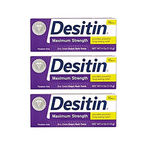 Desitin Maximum Strength Diaper Rash Paste 4 oz tube Pack of 3