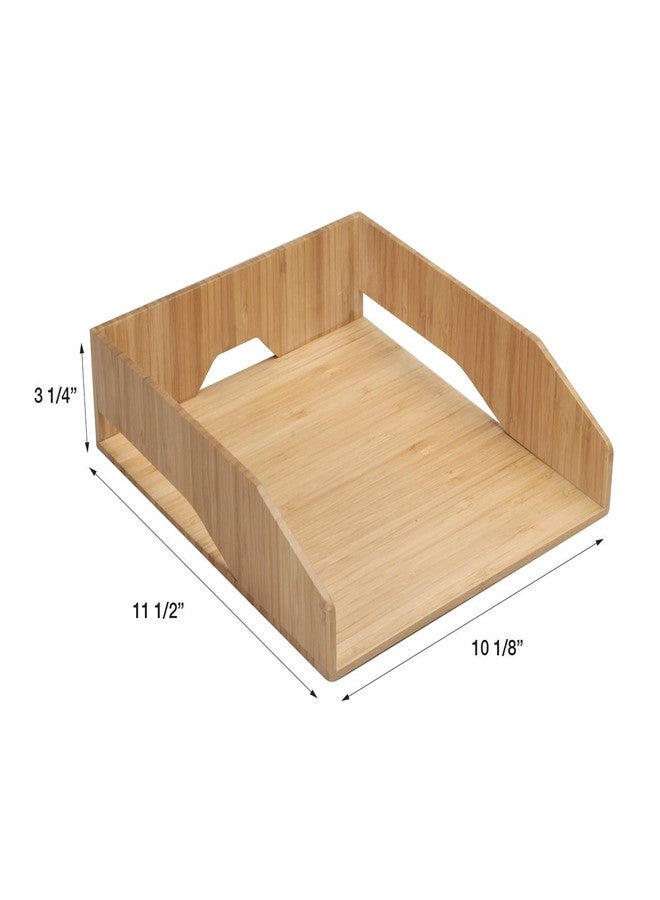 MobileVision 2 Pack Stackable Bamboo Paper Tray Office Organizer for Files, Documents, Letter Sorter, Envelopes and Magazine Holder - Image 3