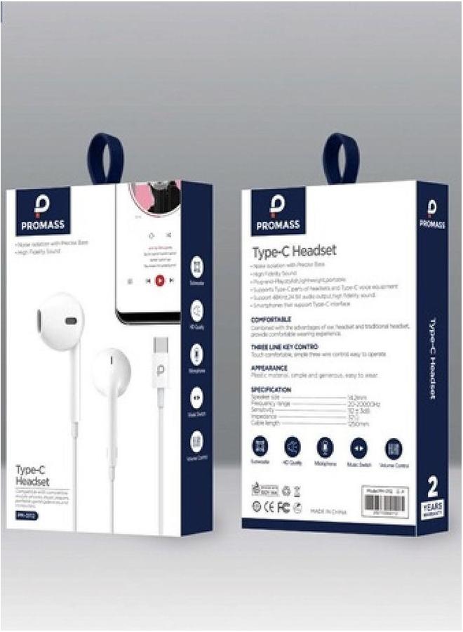 بروماس سماعة رأس سلكية أصلية من شركة Promass Type C باللون الأبيض - Image 2