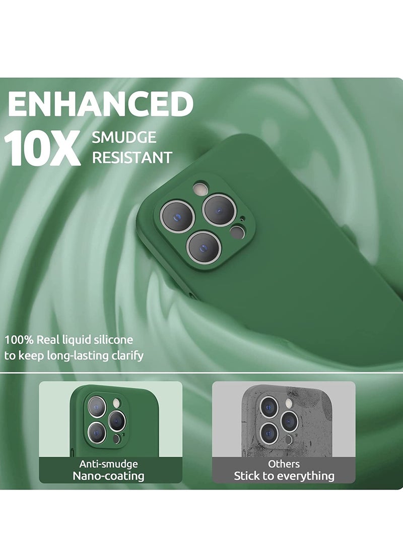 Liquid Silicone Case for iPhone 14 Pro Max with Screen Protector [Camera Protection] [Microfiber Lining] Slim Shockproof Protective Phone Cover, 6.7 Inch, Clover Green - Image 4