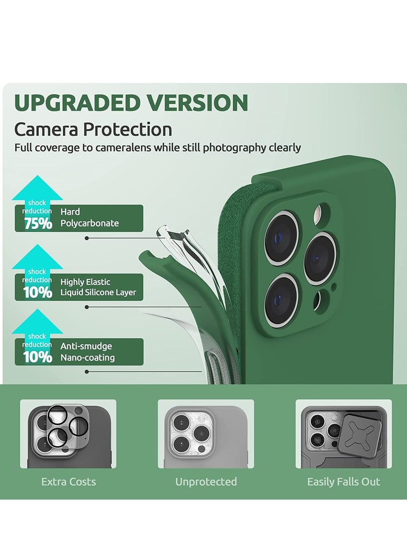 Liquid Silicone Case for iPhone 14 Pro Max with Screen Protector [Camera Protection] [Microfiber Lining] Slim Shockproof Protective Phone Cover, 6.7 Inch, Clover Green - Image 3