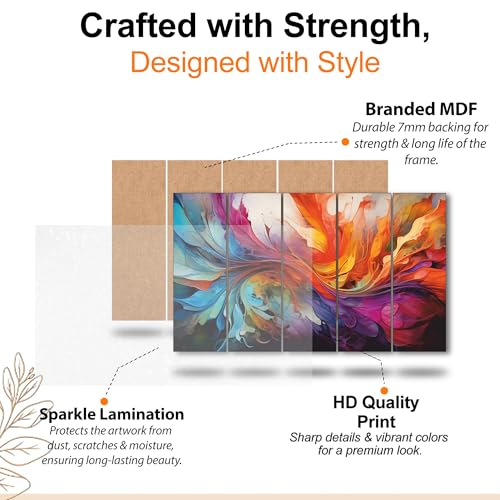 The Castle Decor- Colourful flower painting with frame 5 Big Size (27x48) Multiple Frames Wall Art Painting for living room,Bedroom,Drawing room,Hotels-Wooden Framed-Digital Painting - Image 4