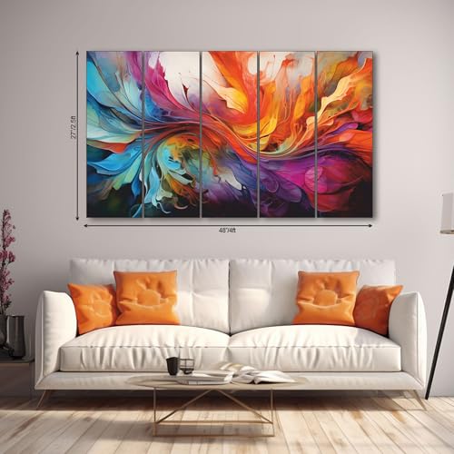 The Castle Decor- Colourful flower painting with frame 5 Big Size (27x48) Multiple Frames Wall Art Painting for living room,Bedroom,Drawing room,Hotels-Wooden Framed-Digital Painting - Image 2