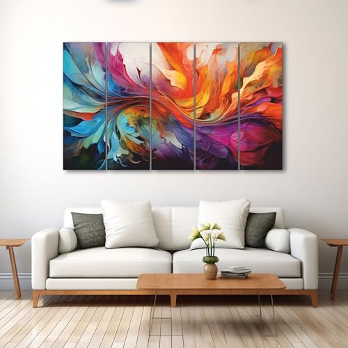 The Castle Decor- Colourful flower painting with frame 5 Big Size (27x48) Multiple Frames Wall Art Painting for living room,Bedroom,Drawing room,Hotels-Wooden Framed-Digital Painting - Image 3