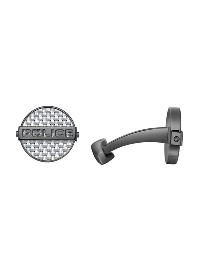 POLICE Cut Grey with Silver Carbon Fibre Cufflinks for Men
