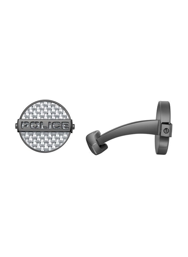 POLICE Cut Grey with Silver Carbon Fibre Cufflinks for Men  - Image 1
