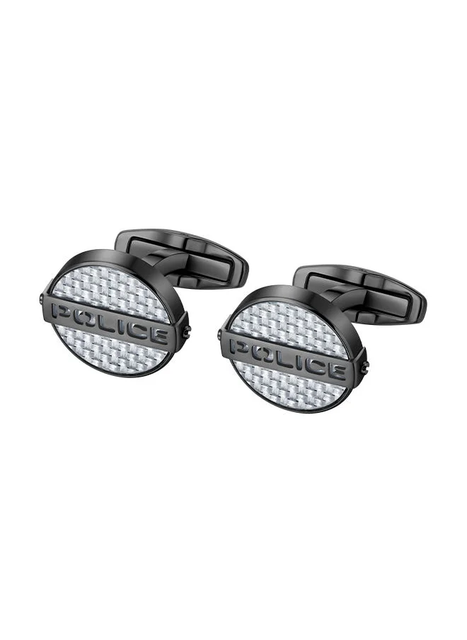 POLICE Police Cut Gun With Silver Carbon Fibre Gents Cufflinks - PEAGC0022401