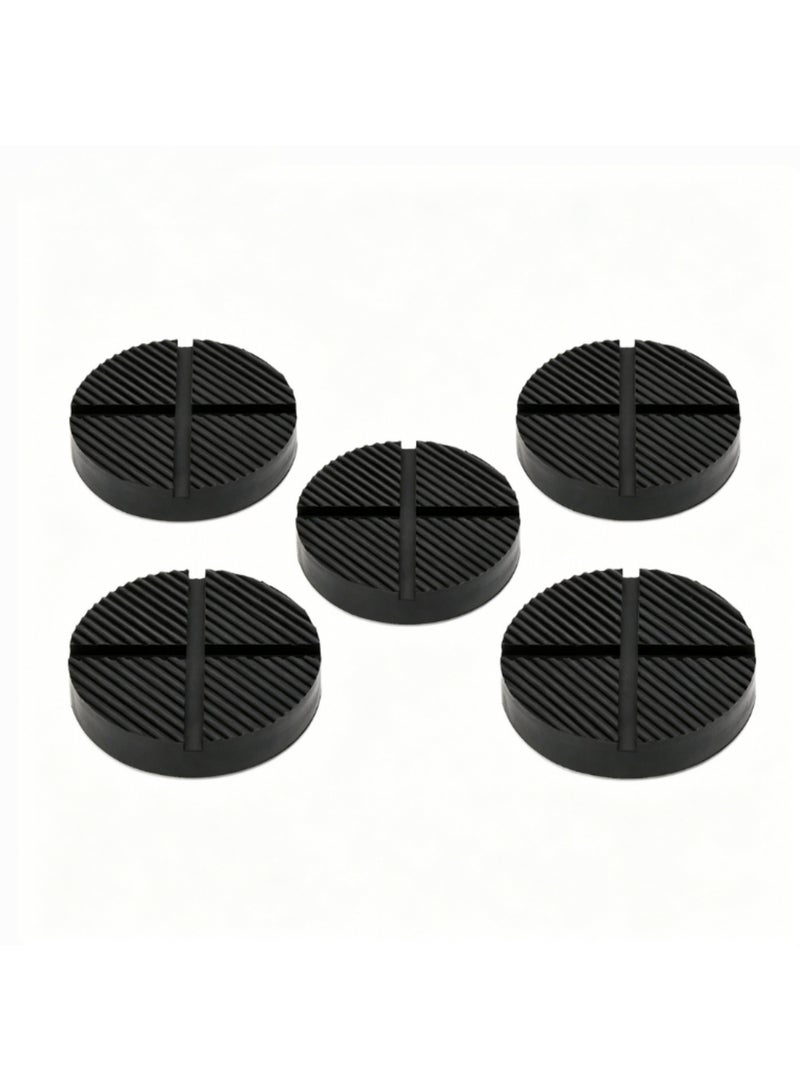 5pcs Floor Slotted Car Jack Pad Frame Protector Guard Adapter Jacking Disk Pad Tool for Pinch Weld Side Lifting Disk 12.5cm Heavy Duty Non Slip Vehicle Lift Support Pad with Rubber Construction - Image 1