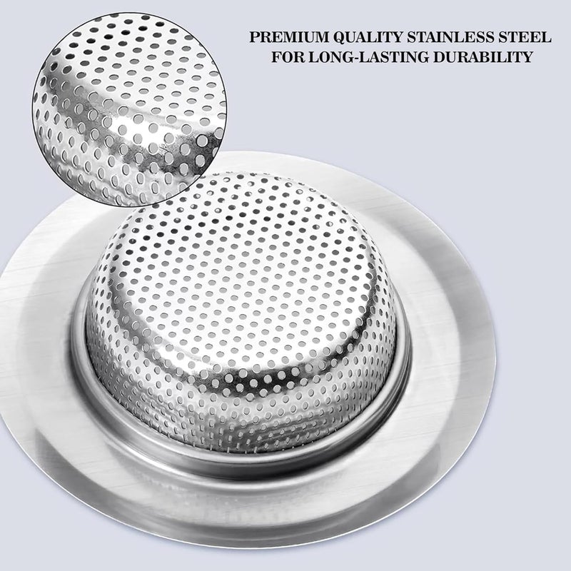 sulfar Stainless Steel Kitchen Sink Strainer Heavy-Duty Sink Jali Basin Drain Basket Filter (Chrome), 15 Cm - Image 4
