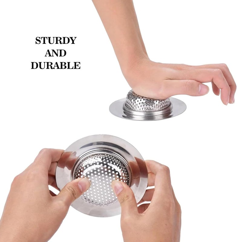 sulfar Stainless Steel Kitchen Sink Strainer Heavy-Duty Sink Jali Basin Drain Basket Filter (Chrome), 15 Cm - Image 3