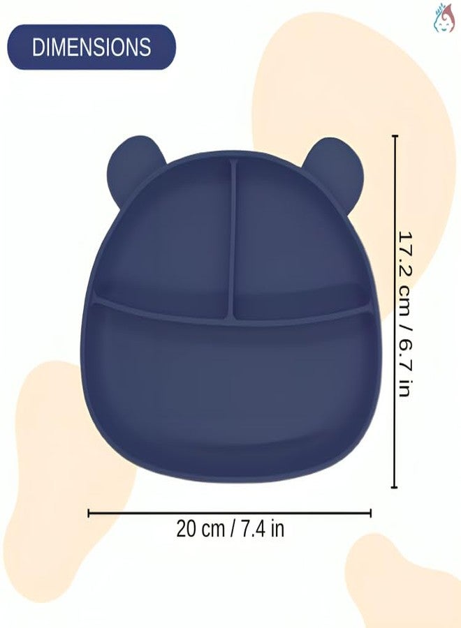 Babylief Baby Feeding Set, Silicone Plate with Suction Base and 2-in-1 (Sippy Cup & Snack Cup) Combo (Navy) - Image 5