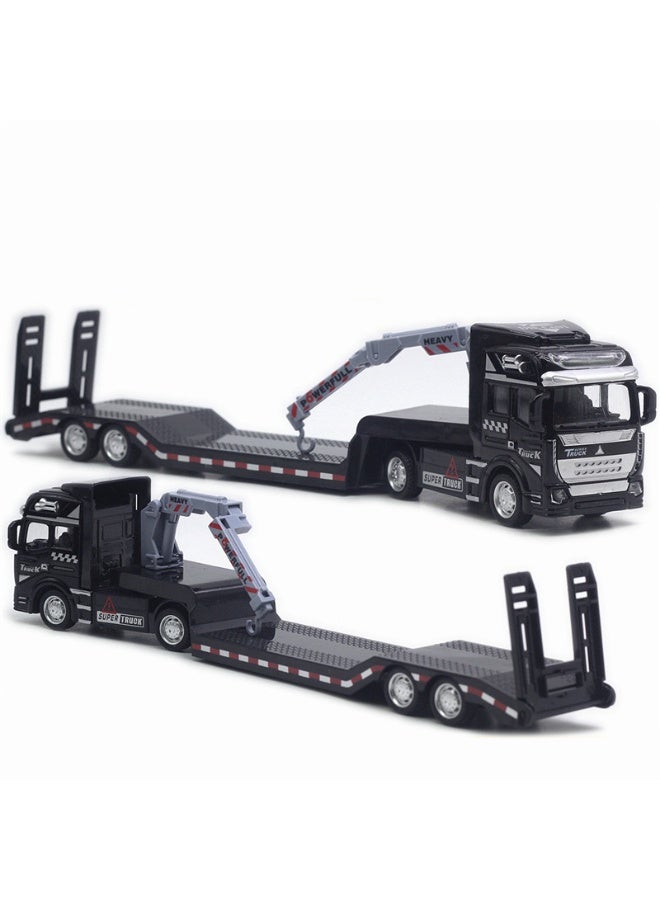 هالامودو سبيكة مقطورة مسطحة مزودة بخطاف الرفع، سبيكة مقطورة مقلدة مسطحة طراز سيارة، سيارة سحب سبائك الظهر تصميم مشترك متحرك، نموذج مقطورة معدنية لعبة، سبيكة مقطورة مجموعة لعبة زخرفة سيارة، هدية مثالية للأطفال الفتيات الأولاد، معدات الحفلة للعرض التذكاري للمجموعة، أسود، 33*5.5*8 سم - Image 2