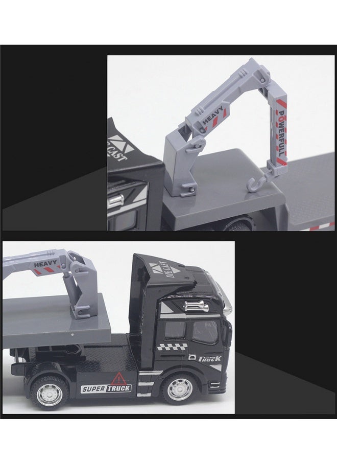 هالامودو سبيكة مقطورة مسطحة مزودة بخطاف الرفع، سبيكة مقطورة مقلدة مسطحة طراز سيارة، سيارة سحب سبائك الظهر تصميم مشترك متحرك، نموذج مقطورة معدنية لعبة، سبيكة مقطورة مجموعة لعبة زخرفة سيارة، هدية مثالية للأطفال الفتيات الأولاد، معدات الحفلة للعرض التذكاري للمجموعة، أسود، 33*5.5*8 سم - Image 4