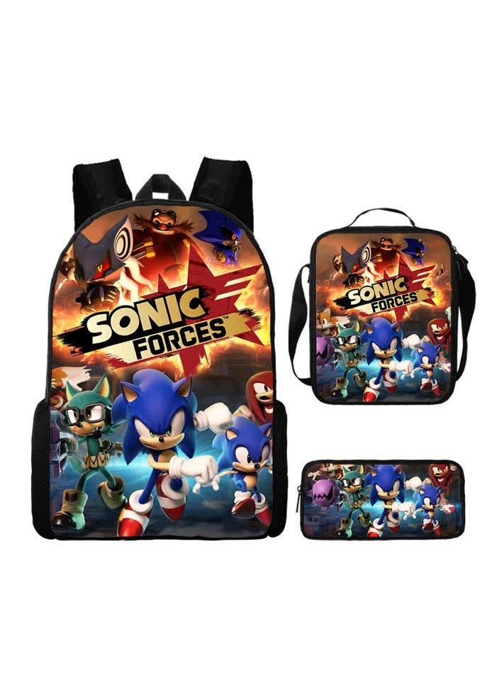 نيبمينينت 2024 حقيبة مدرسية سونيك جديدة للطلاب ذات سعة كبيرة 2 قلم أنيمي,طقم مكون من 20 قطعة - - Image 1