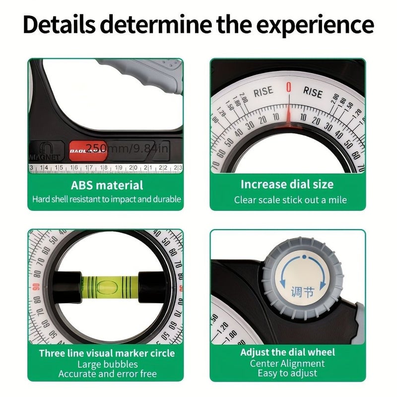 Black High Precision Magnetic Inclinometer Level for Woodworking Construction Engineering - Image 2