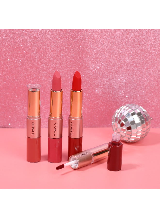 O.TWO.O Double Lipstick 9107 Velvet Matte Lip Gloss Lipstick 2 In 1 12 Color Lip Glaze Outlet - Image 3