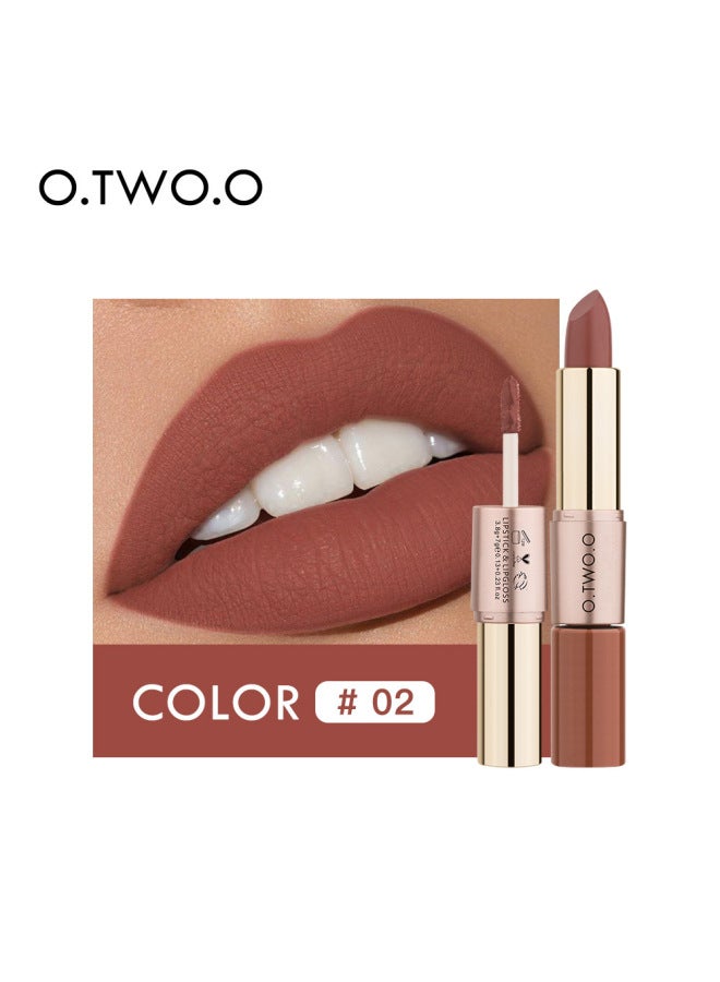 O.TWO.O Double Lipstick 9107 Velvet Matte Lip Gloss Lipstick 2 In 1 12 Color Lip Glaze Outlet - Image 1