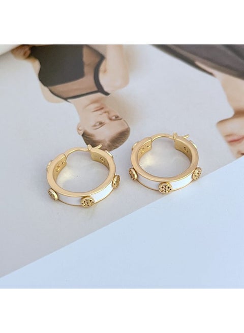 Tory Burch Circular Logo Hoop Earrings