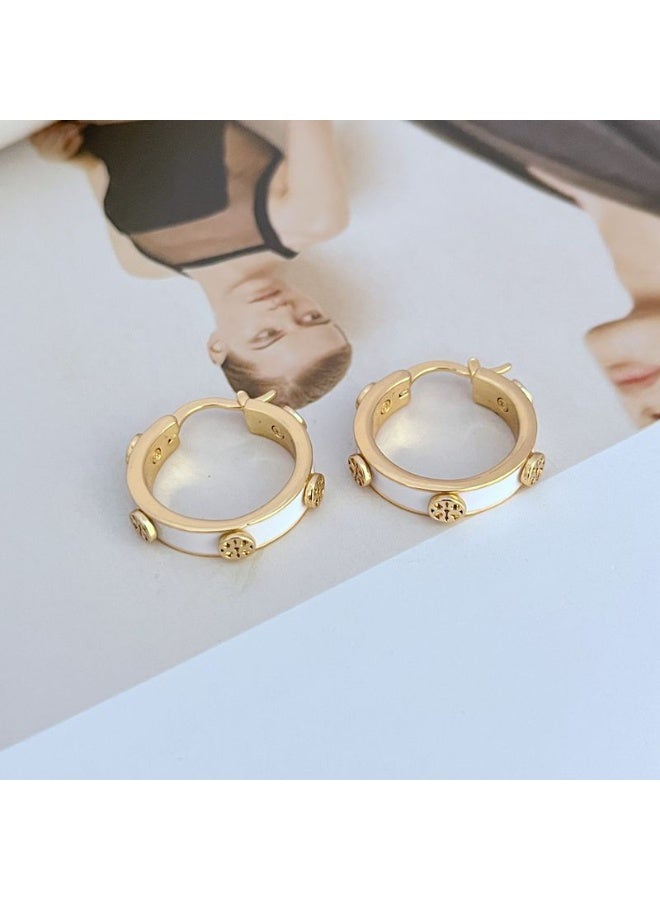 Tory Burch Circular Logo Hoop Earrings