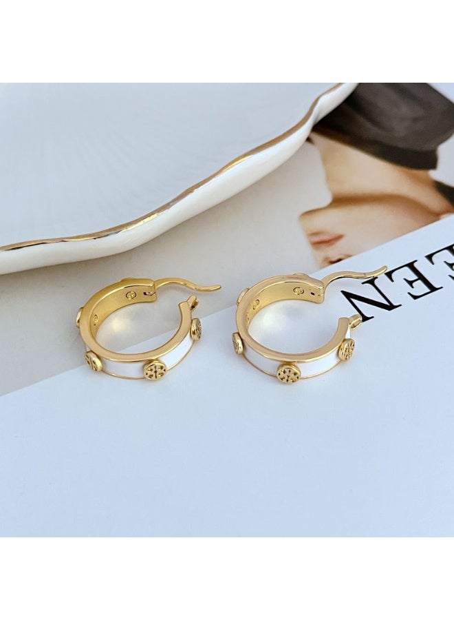Tory Burch Circular Logo Hoop Earrings