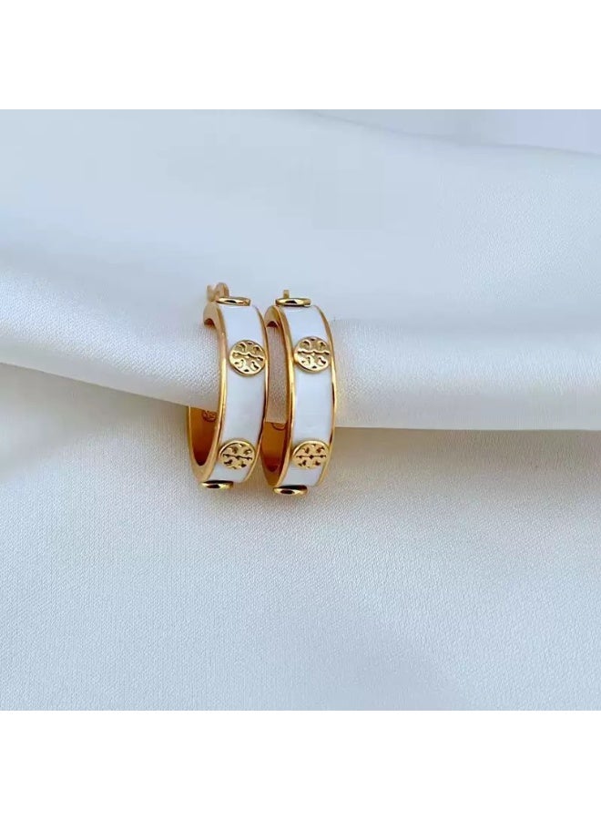 Tory Burch Circular Logo Hoop Earrings