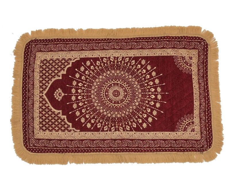 RUSTIC LINEN Velvet Pooja Asan Mat 23X375Feet 72X115CM 28X45Inches Home Decore Asan for Your Living Room Drawing RoomHall Pack of 1 Velvet Carpet