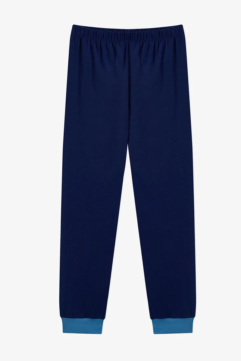 Penti Navy Blue PENTI Boys' Rockstar Capy Cotton Long Sleeve Pajama Set for Men | Best Price UAE