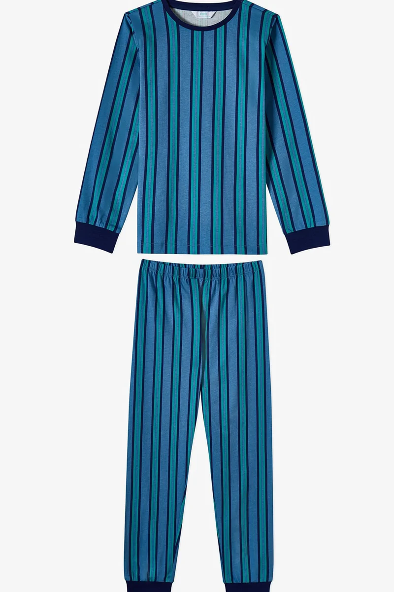 Penti Navy Blue PENTI Boys' Rockstar Capy Cotton Long Sleeve Pajama Set for Men | Best Price UAE